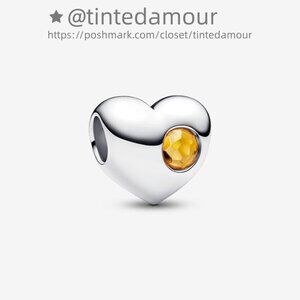 Pandora Engravable November Honey Stone Heart Charm